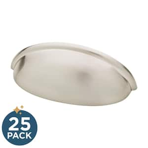 Cup 3 in. (76 mm) Modern Satin Nickel Cabinet Drawer Cup Pulls (25-Pack)