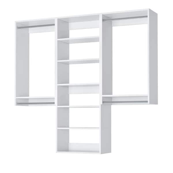 Vista Collection 67.5 in. W White Classic Closet Kit Wall Mounted 11-Shelf Wood Closet System