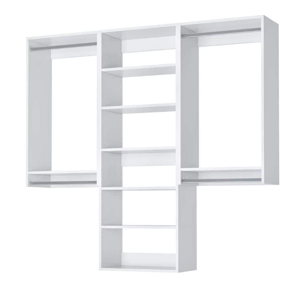 Classic 84-84 in. W White Closet Kit Double Hanging Kit Wall-Mounted 11-Shelf Wood Closet System price history on PriceWatchPro