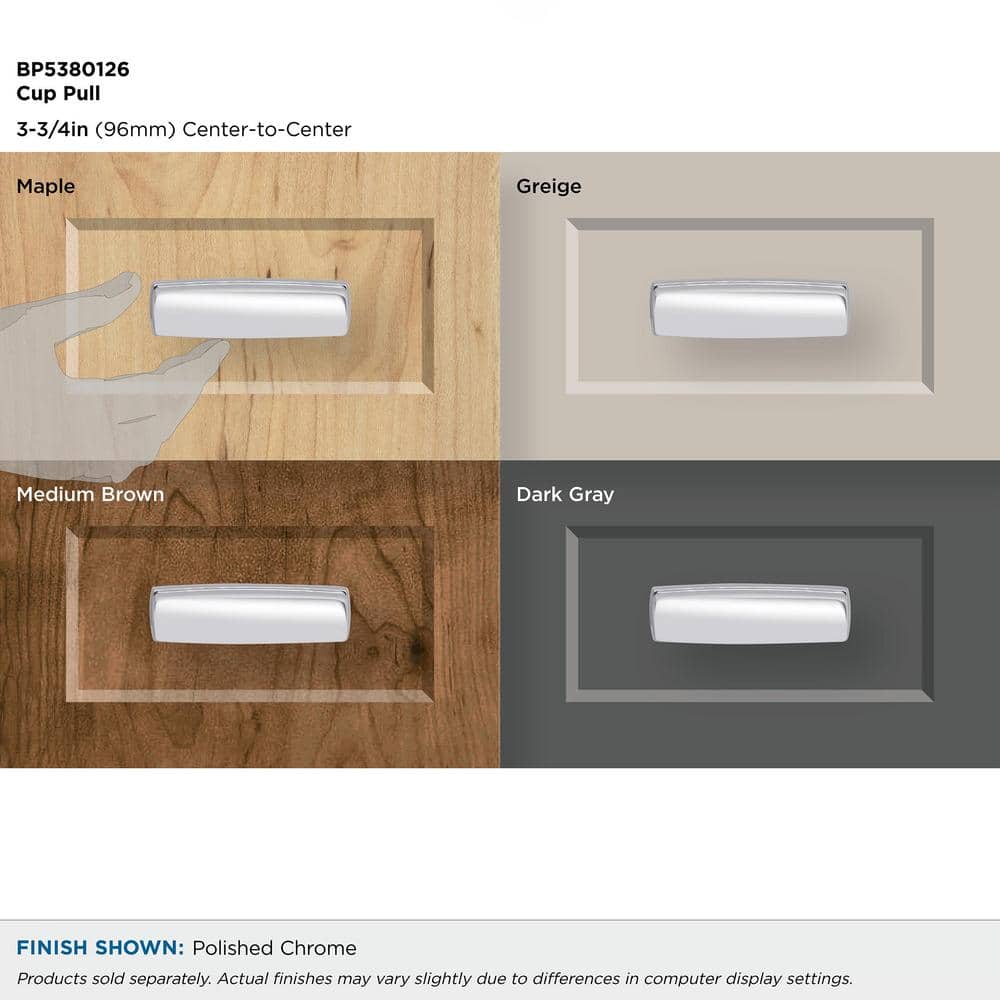 Polished Chrome 3-3/4" Cabinet Cup Pull with Mounting Hardware