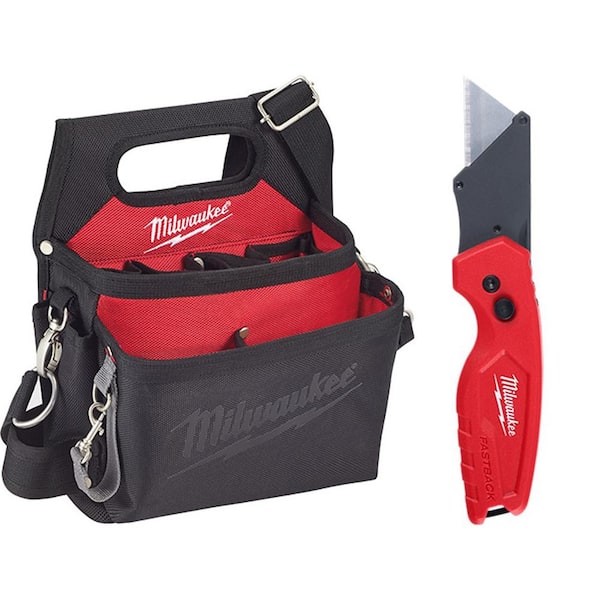 Milwaukee 15-Pocket Electricians Tool Holder with Quick Adjust Belt and FASTBACK Compact Utility Knife