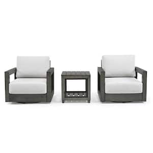PureForm 3-Piece Aluminum Conversation Seating Set with Gray Cushions