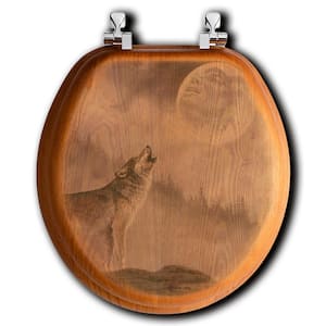 Kindred Spirit Round Closed Front Wood Toilet Seat in Oak Brown
