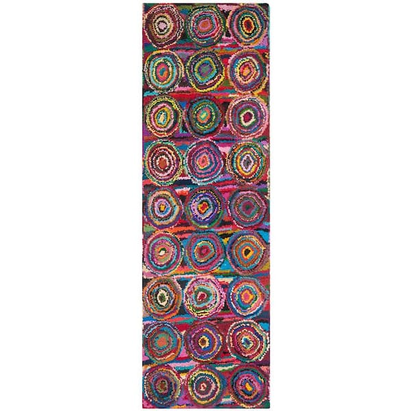 SAFAVIEH Nantucket Pink/Multi 2 ft. x 7 ft. Geometric Runner Rug