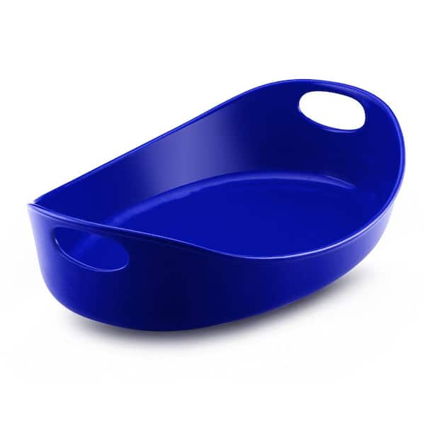 Rachael Ray Bubble and Brown Large Oval Baker in Blue
