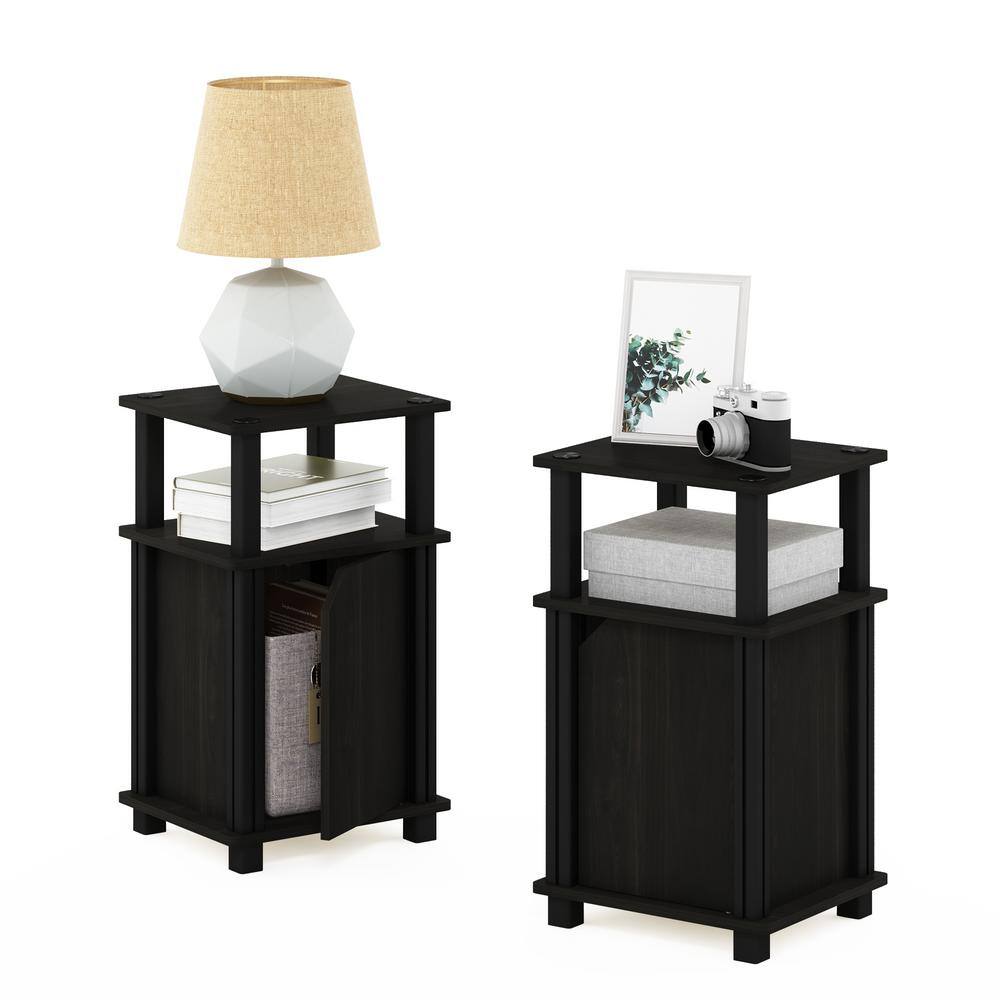 Espresso Black Engineered Wood 3-Tier End Table with Storage
