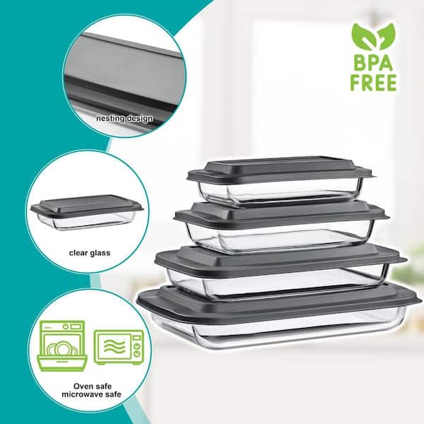 Sorbus 4-Piece Deep Glass Baking Dish Set with Lids-Oven-Safe, and