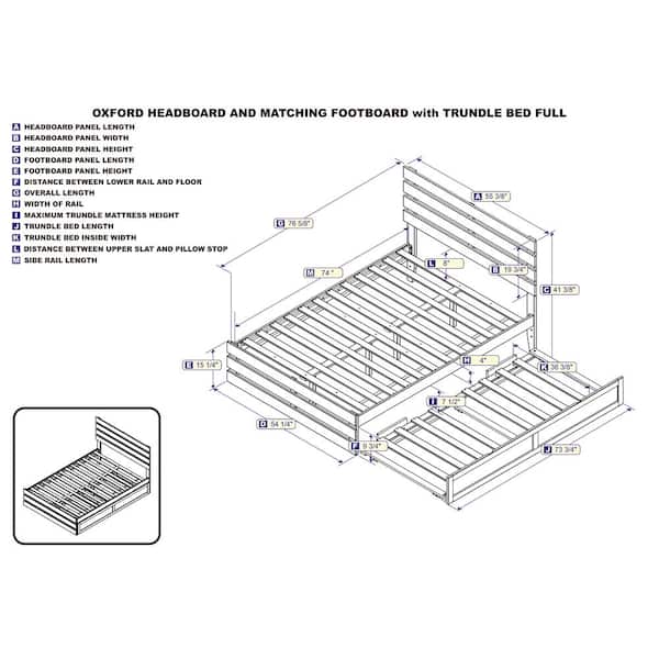 Oxford Walnut Full Bed with Footboard and USB Turbo Charger with Twin Trundle