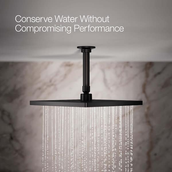 KOHLER Honesty 1-Spray Patterns with 1.75 GPM 10 in. Ceiling Mount Fixed Shower Head in Matte Black