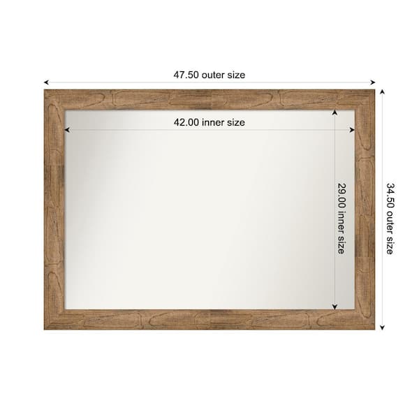 Amanti Art Owl Brown 47.5 in. W. x 34.5 in. Custom Non-Beveled Wood Framed Bathroom Vanity Wall Mirror
