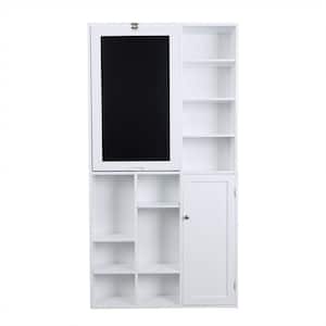 31 in. Rectangular White Floating Desk with Built-In Storage