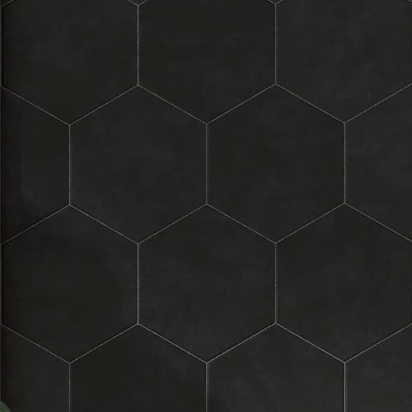 CRUZ BAY STUDIO Honeycomb 9 in. x 10 in. Black Matte Porcelain Tile (12.06 sq. ft./Case)