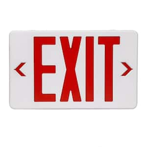 Efficient Hardwired 120-Volt Integrated LED White Exit Sign with Red Letter