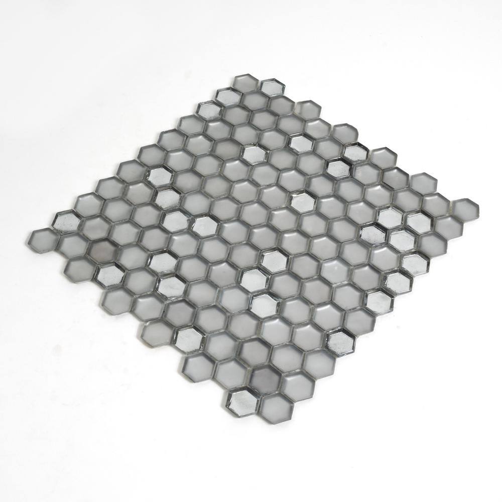 Apollo Silver Hexagon Glass Mosaic Tile Pack