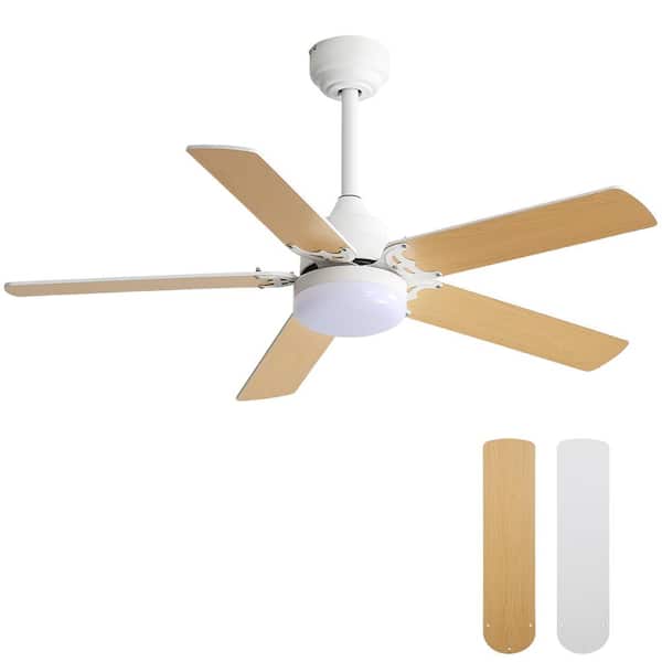 Sofucor 42 in. Indoor White Downrod Mount and Flush Mount Ceiling Fan with Led Lights, 6-Speed DC Motor and Remote Control