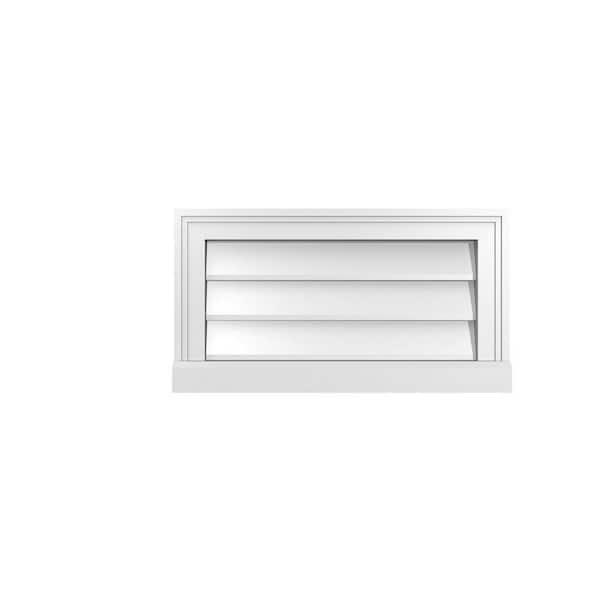 Ekena Millwork 22 in. x 12 in. Vertical Surface Mount PVC Gable Vent: Decorative with Brickmould Sill Frame