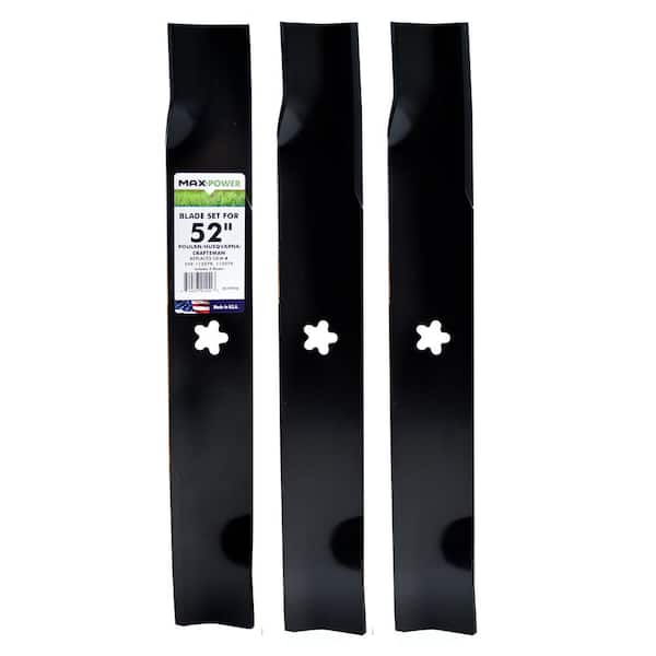 MaxPower 3-Blade Set for 52 in. Cut Craftsman, Husqvarna, Poulan Mowers Replaces OEM No. 112079, 539-112079
