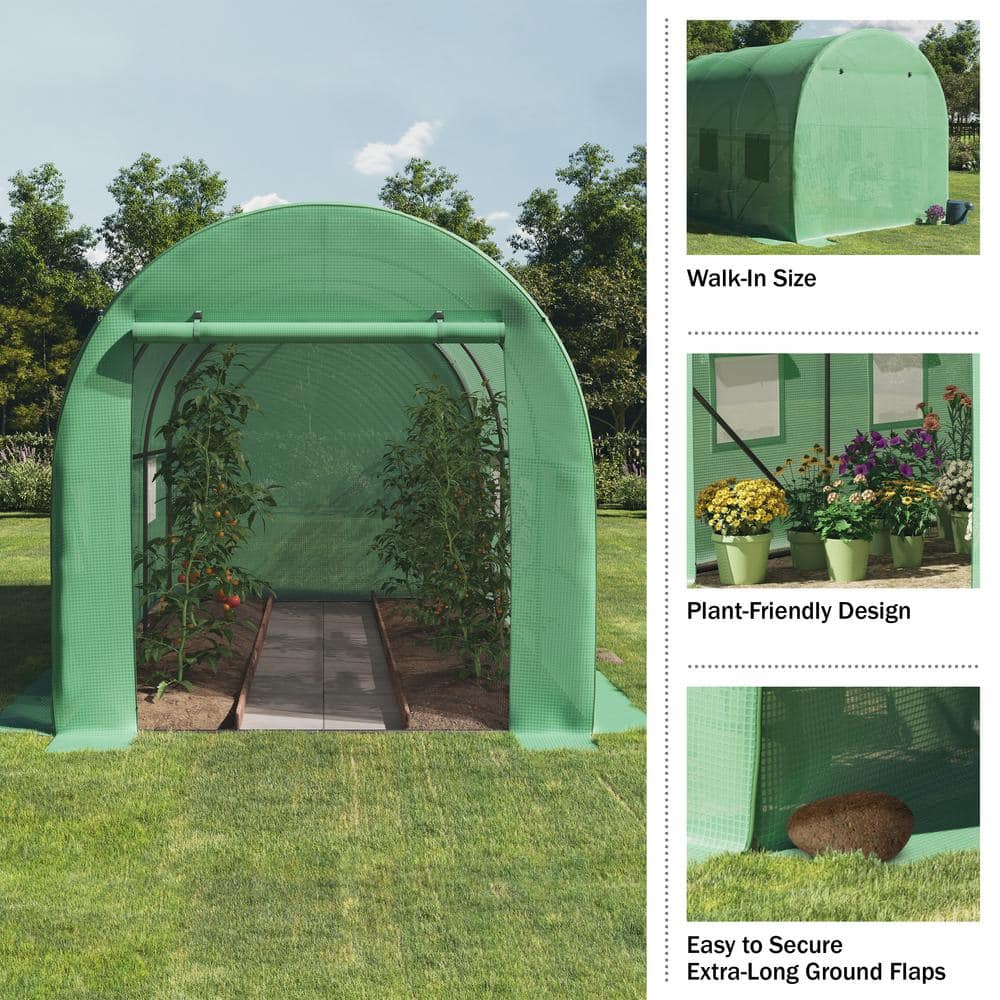Green Polyethylene Walk-In Greenhouse with Steel Frame