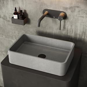 Cordoba Gothic Gray Concreto Stone 20 in. L x 13 in. W x 5 in. H Rectangular Vessel Bathroom Sink