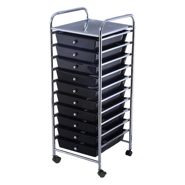 HONEY JOY 10-Drawer Scrapbook Paper Organizer Rolling Storage Cart Home Office in Black