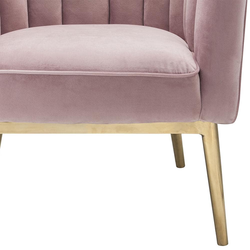 32" Luxe Blue Velvet Barrel Accent Chair with Metallic Base
