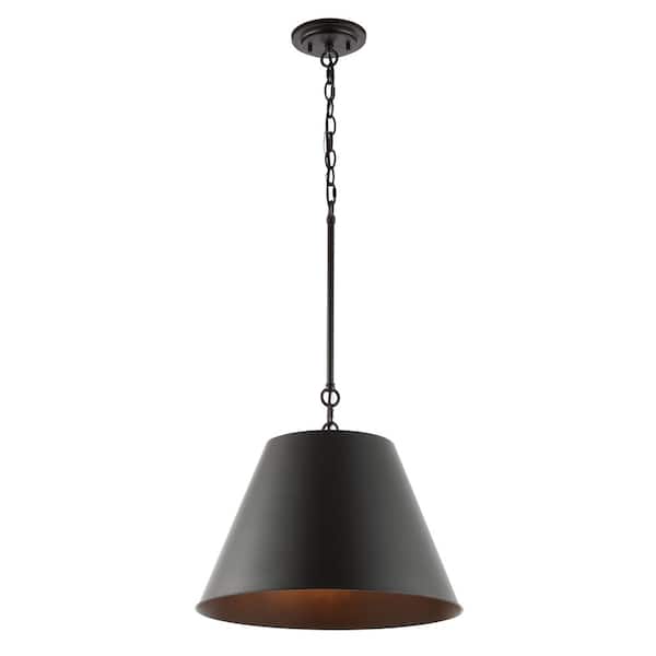 Henry 17.88 in. 1-Light Industrial Farmhouse Iron LED Pendant, Oil Rubbed Bronze