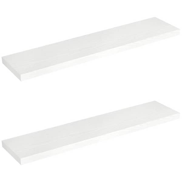 Unbranded 48 in. W x 9.3 in. D White Floating Shelves Invisible Bracket Decorative Wall Shelf Set of 2