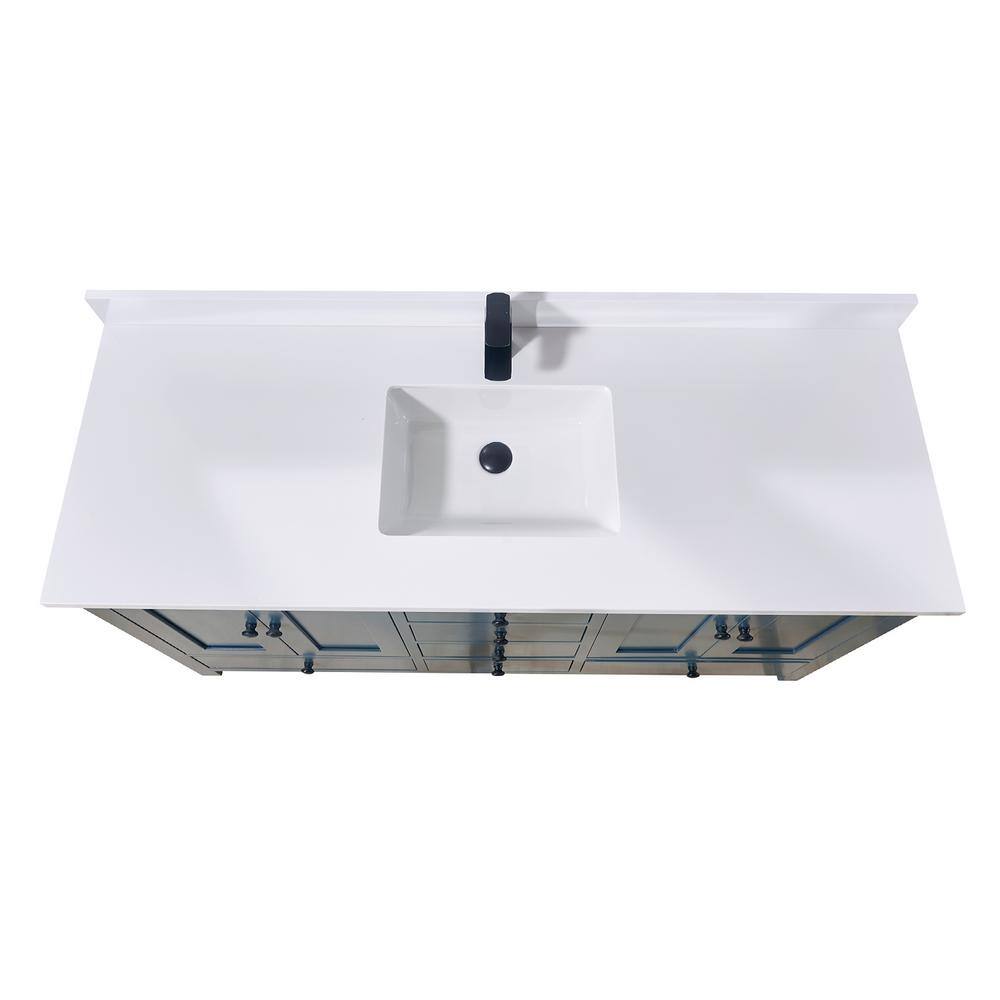 61'' Snow White Ceramic Bathroom Vanity Top with Sink