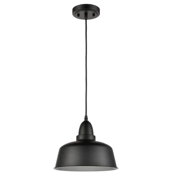 CLAXY 60 Watt 1 Light Black Finished Shaded Pendant Light with Metal Shade and No Bulbs Included