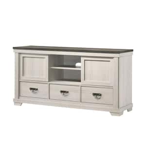 63.5 in. White and Brown Wood TV Stand Fits TVs 42 in. with 3 Drawers