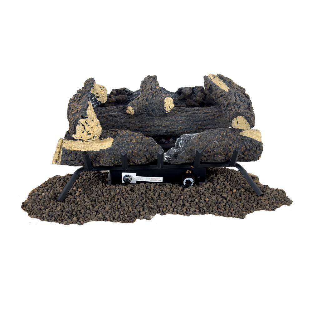 Pleasant Hearth Wildwood 24 in. Vent-Free Dual Fuel Gas Fireplace Logs ...