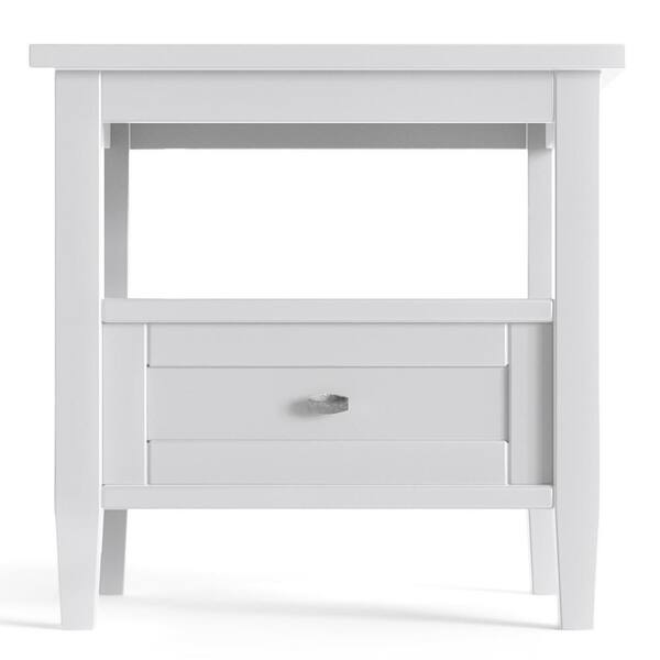 Simpli Home Warm Shaker Solid Wood 20 In Wide Rectangle Transitional End Table White Axwsh002 W Simpli Home Warm Shaker Solid Wood 20, White Shaker End Table