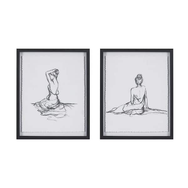 Miscool Anky 2-Piece Framed Art Print 21 in. x 17 in. Sketch Framed Glass and Matted Wall Art Set