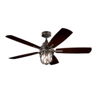 Lydra 52 in. LED Indoor/Outdoor Olde Bronze Downrod Mount Ceiling Fan with Light and Switch
