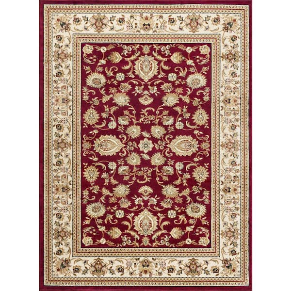 Sensation Border Red 8 ft. x 11 ft. Indoor Area Rug
