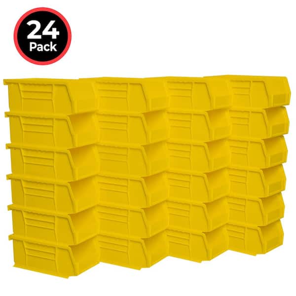 30220 Plastic Stackable Storage Bins/ Totes, 7 in. x 4 in. x 3 in. Yellow, (24-Pack)