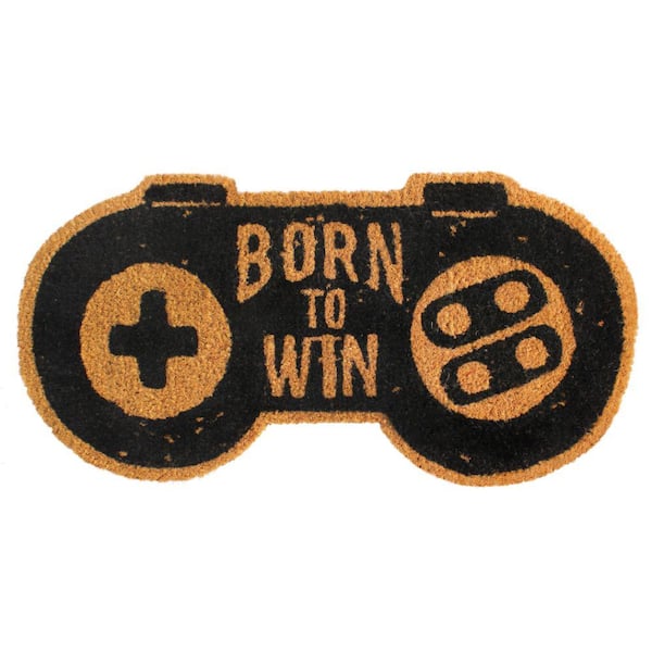 Unbranded Black Natural 14 in. x 27.5 in. Born to Win Doormat