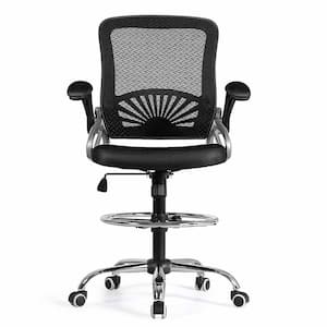Black Mid Back Office Chair Mesh Executive Chair with Adjustable Height&Flip-Up Arm