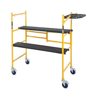 Jobsite Series Baker 4.1 ft. L x 3.8 ft. H x 1.8 ft. D Mini Scaffold Platform with Wheels, Tool Shelf, 500 lbs. Capacity