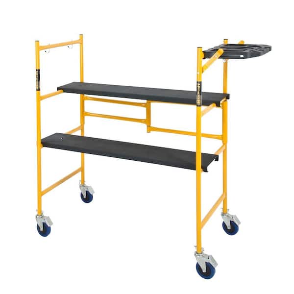 MetalTech Jobsite Series Baker 4.1 ft. L x 3.8 ft. H x 1.8 ft. D Mini Scaffold Platform with Wheels, Tool Shelf, 500 lbs. Capacity