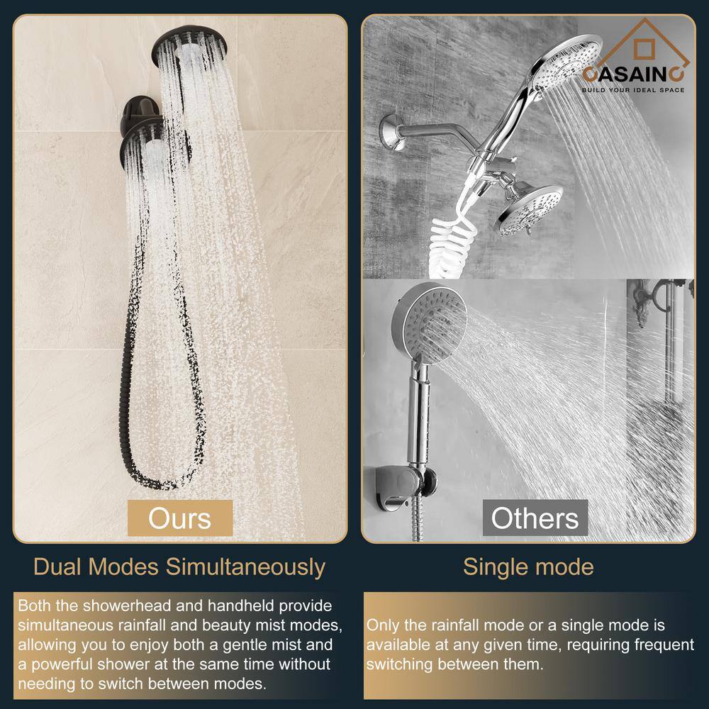 Matte Black Dual Head Rain and Mist Shower Faucet Set