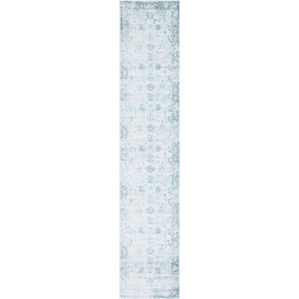 Unique Loom Sofia Casino Light Blue 3' 3 x 16' 5 Runner Rug 3141361 ...