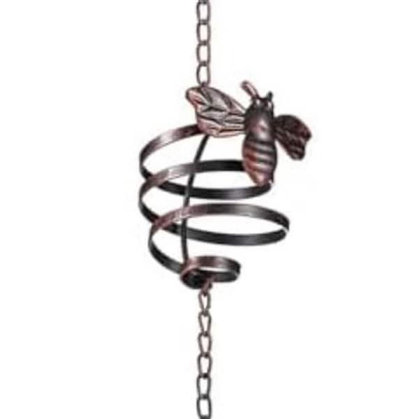 Iron Rain Chains Bee Spiral 8.5 ft. Length Replacement Downspout for Gutters Dark Bronze Decorative Outdoor Use