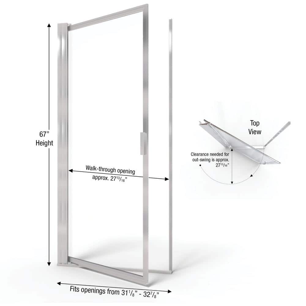 Sopora Brushed Nickel 67" Pivot Framed Shower Door with Clear Glass