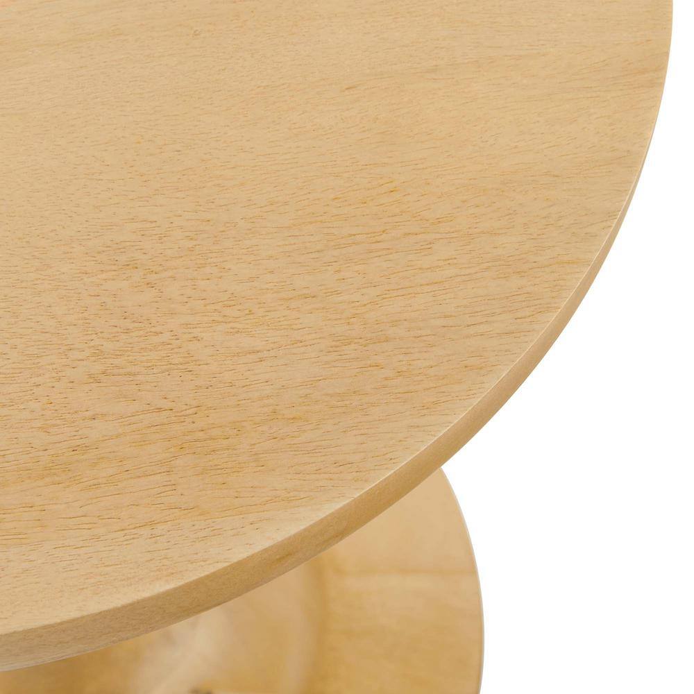 Lina 18" Round Oak Wood Pedestal Side Table