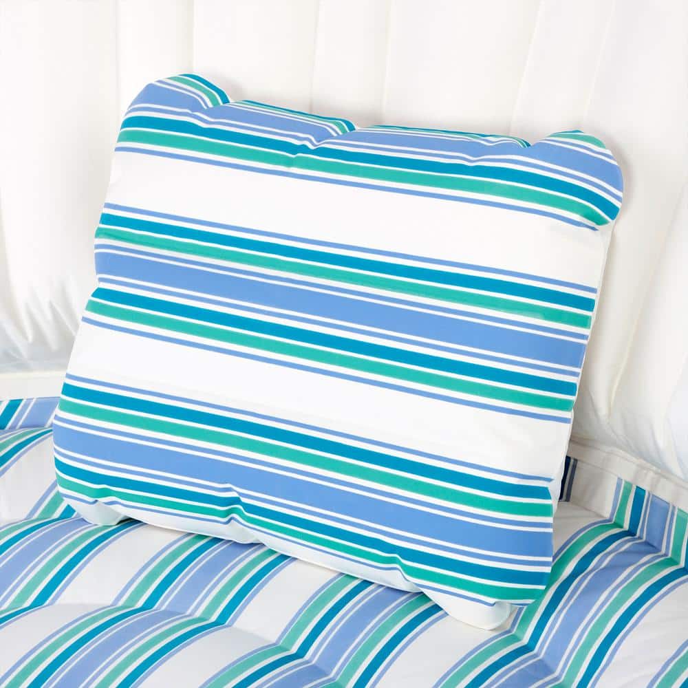Solstice White and Blue Inflatable Three-Seat Pool Sofa