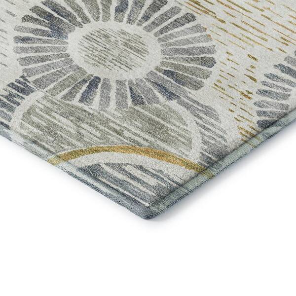 Mayfield Premium Machine Washable Abstract AMF2206 Ivory 3 ft. x 5 ft. Area Rug