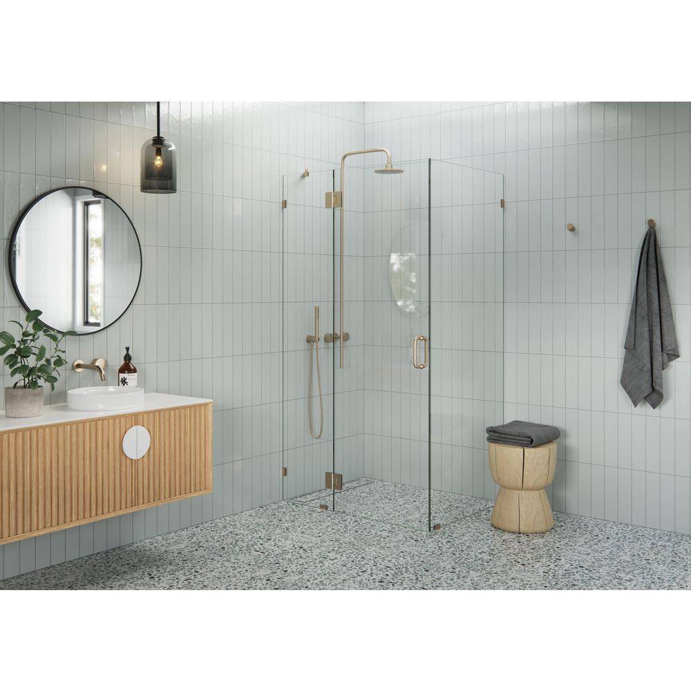 41 in. W x 35 in. D x 78 in. H Pivot Frameless Corner Shower Enclosure in Brushed Bronze Finish with Clear Glass price history on PriceWatchPro
