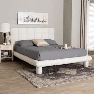 Ralayna Ivory White Wood Frame Queen Platform Bed