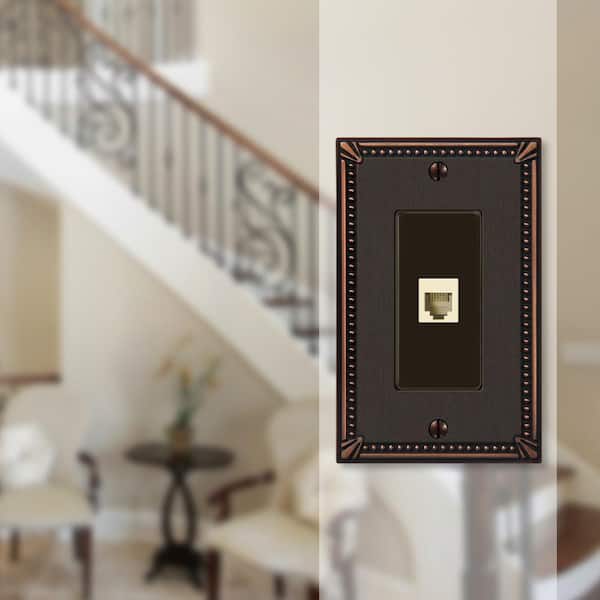 Imperial Bead 1 Gang Phone Metal Wall Plate - Aged Bronze